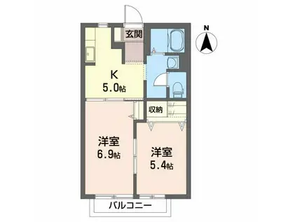 フェニックスB(2K/2階)の間取り写真