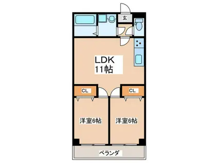梶ハイツ(2LDK/2階)の間取り写真