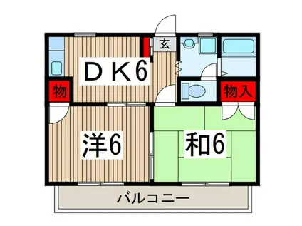 ハイツ光洋B(2DK/2階)の間取り写真