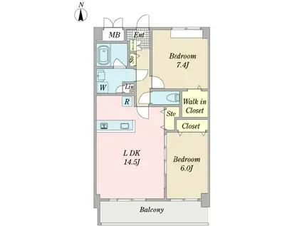 メゾンラディウス(2LDK/4階)の間取り写真