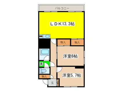 CLAIR(2LDK/3階)の間取り写真