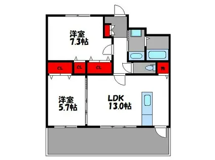 オリジン(2LDK/5階)の間取り写真