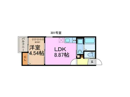 ルボア神沢(1LDK/3階)の間取り写真