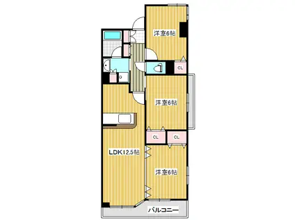 泉ロイヤルタワーST(3LDK/3階)の間取り写真