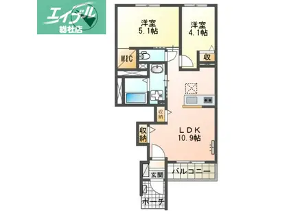 バン・テール(2LDK/1階)の間取り写真