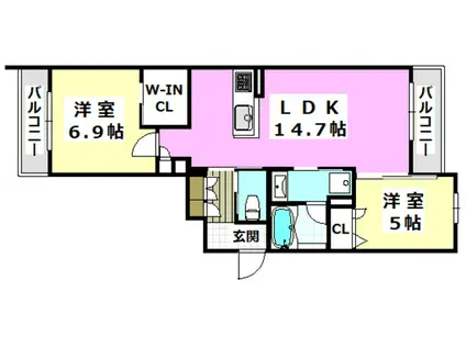 シャーメゾン トトローズ(2LDK/2階)の間取り写真