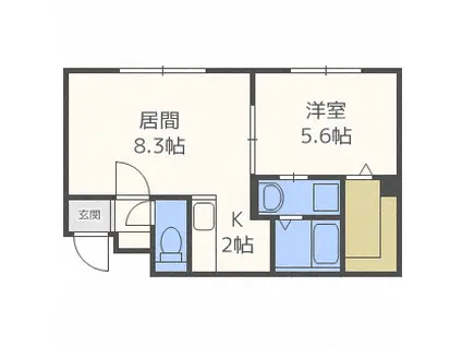 WITHPET新道東駅前(1LDK/3階)の間取り写真