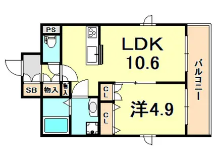 メゾンドプリムヴェール(1LDK/3階)の間取り写真