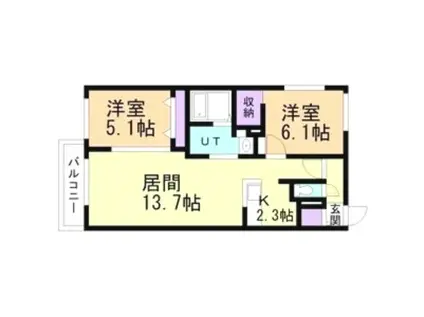 MJ発寒中央(2LDK/3階)の間取り写真