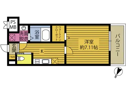 シェル西の台(1K/1階)の間取り写真