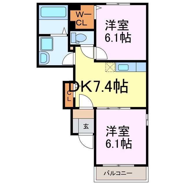 アーデント・絹(2DK/1階)の間取り写真
