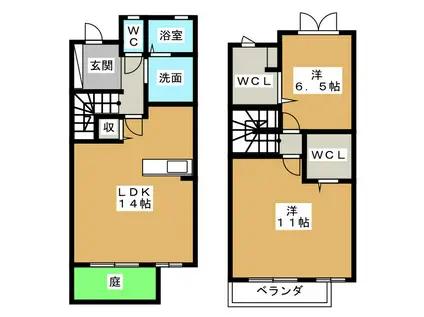 パークプレッソ A棟(2LDK/1階)の間取り写真