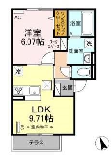 グランドゥールII(1LDK/1階)の間取り写真