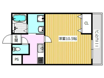 プライムコート南松原(1K/3階)の間取り写真