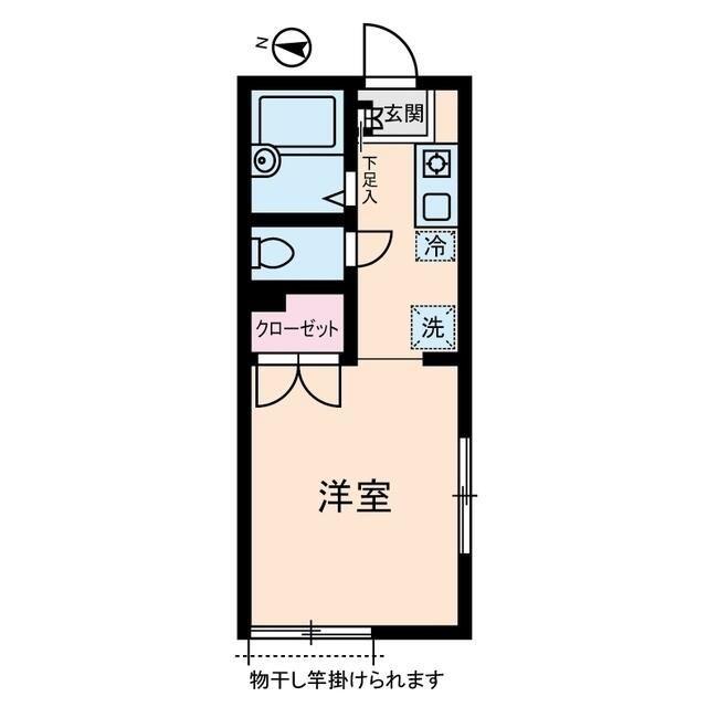 カサデオロ水岡(ワンルーム/1階)の間取り写真
