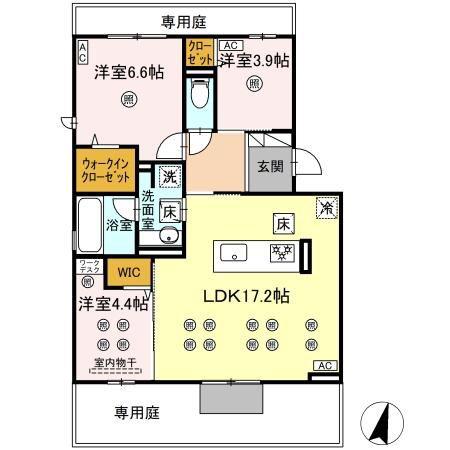 D-ROOM HILLS 泉台(3LDK/1階)の間取り写真