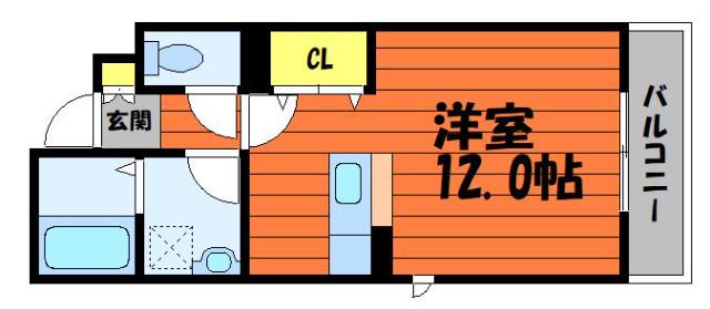コンフォルト中祥(ワンルーム/1階)の間取り写真