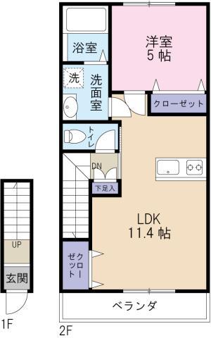 サンキュ阿南(1LDK/2階)の間取り写真
