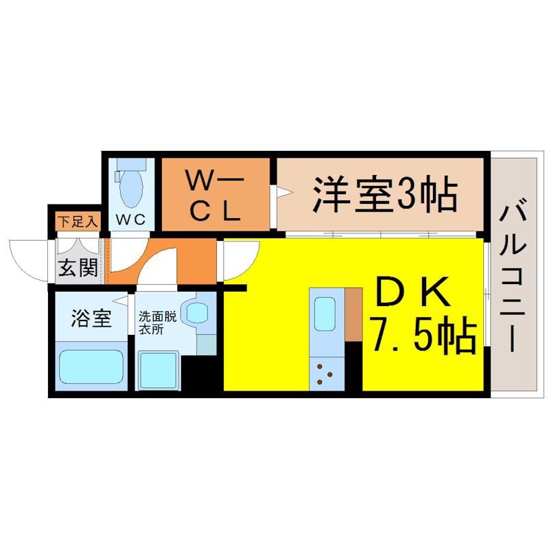 ベルエア御器所(1DK/2階)の間取り写真