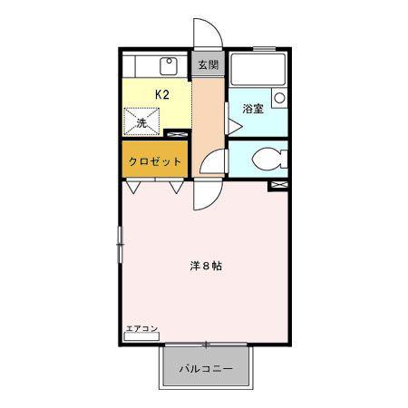 アバンサール(1K/2階)の間取り写真
