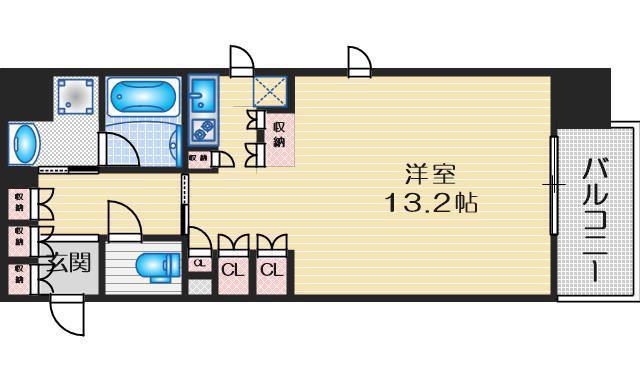 セイル江坂公園(ワンルーム/2階)の間取り写真