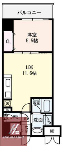 シリウス中央(1LDK/5階)の間取り写真