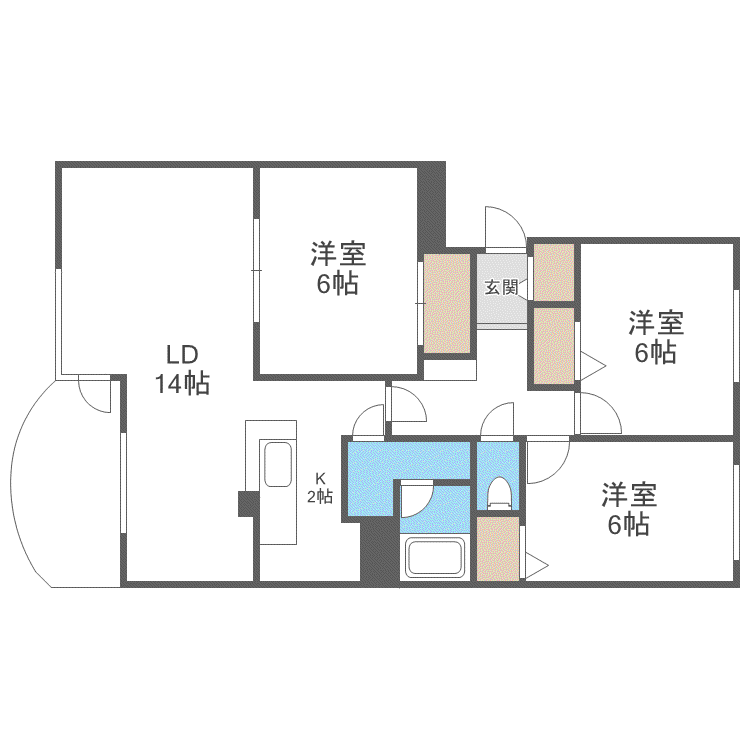 ウイングコート(3LDK/2階)の間取り写真