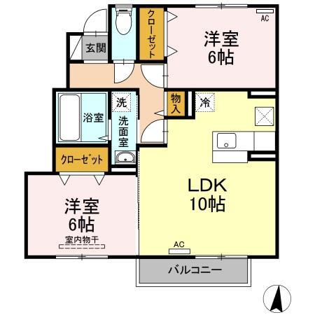 グランシャトー(2LDK/1階)の間取り写真