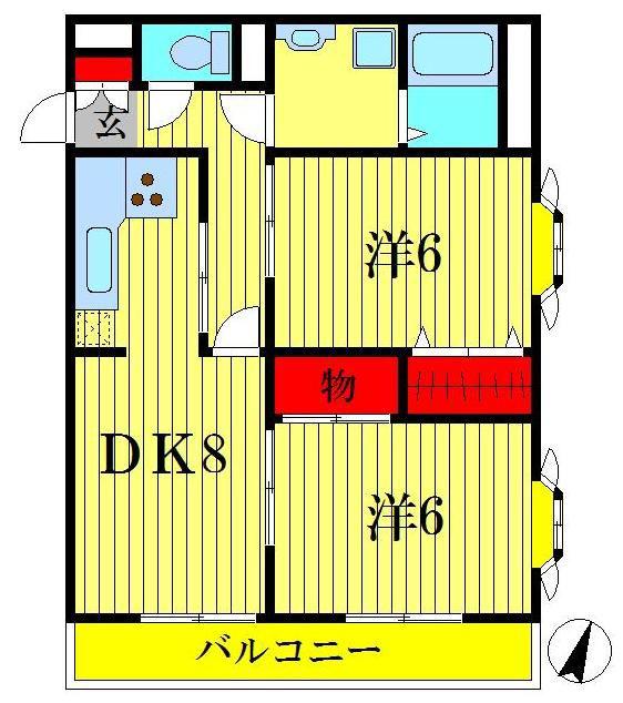 石塚ビル(2DK/2階)の間取り写真