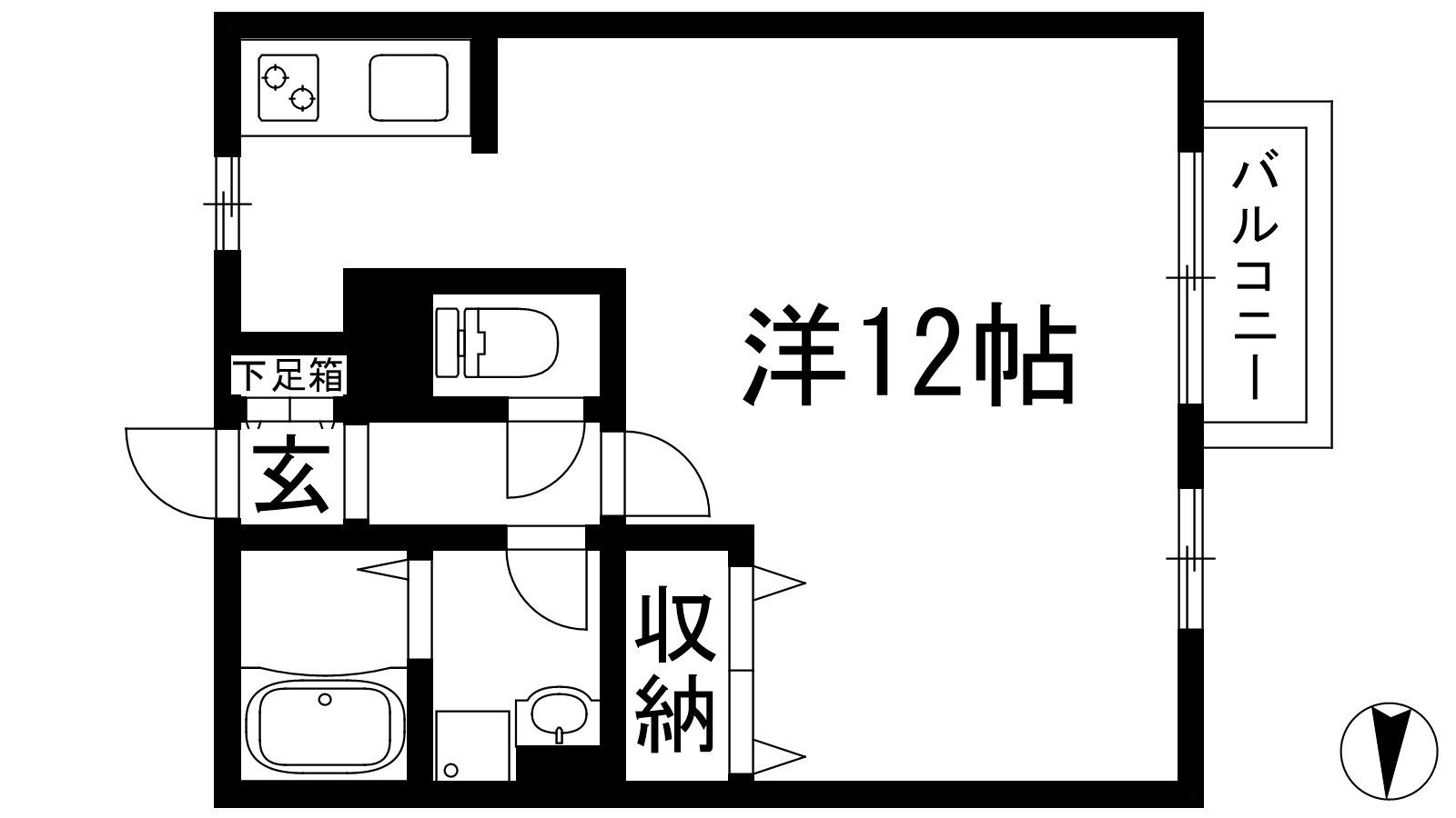 アクアリオⅡ(1K/2階)の間取り写真