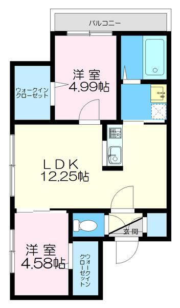 セレッソ新札幌(2LDK/3階)の間取り写真