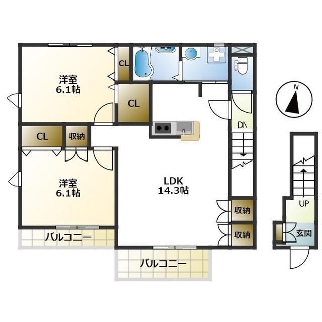 T-HOUSE(2LDK/2階)の間取り写真