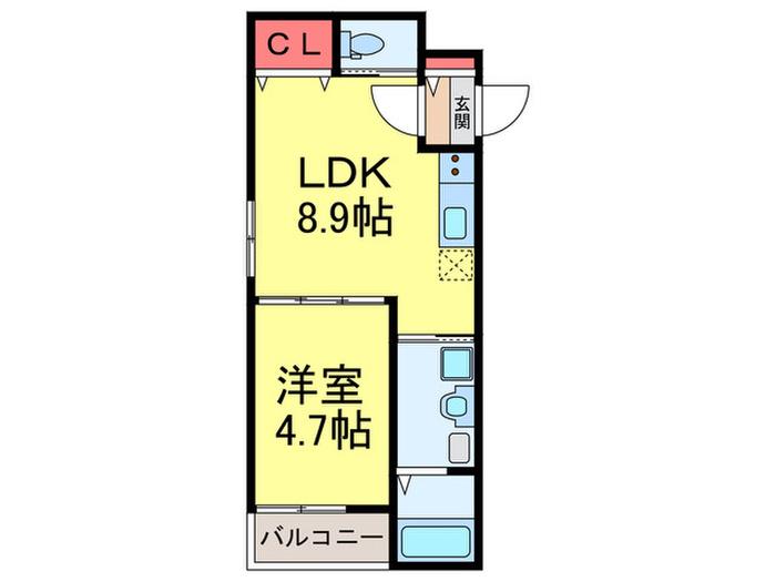 ハイム凜(1LDK/2階)の間取り写真