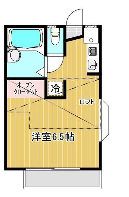 ベルエアー(1K/2階)の間取り写真
