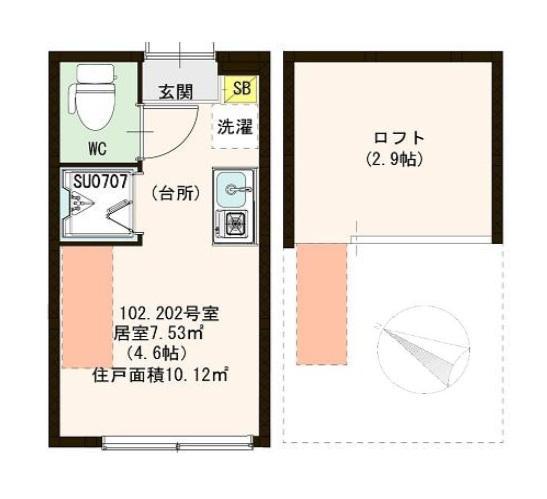 NANOIRO CUORE(ワンルーム/2階)の間取り写真