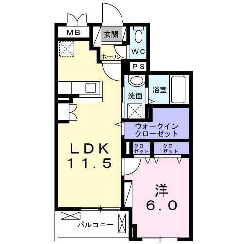ドエル・コンフォート(1LDK/2階)の間取り写真