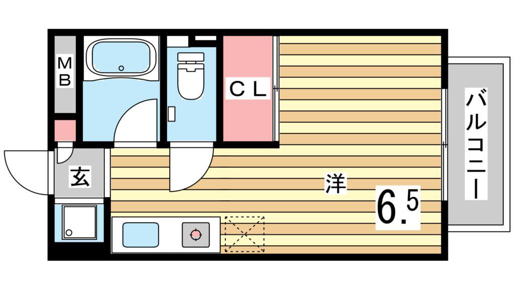 シャルマン前原(1K/2階)の間取り写真