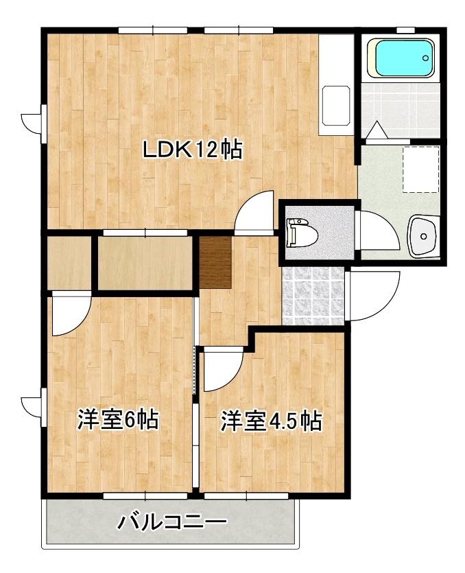 フレグランスあきやま(2LDK/1階)の間取り写真