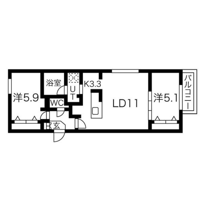 AJITO 1513(2LDK/3階)の間取り写真