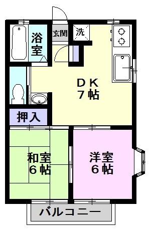 メゾンドハイツユアサ(2DK/2階)の間取り写真