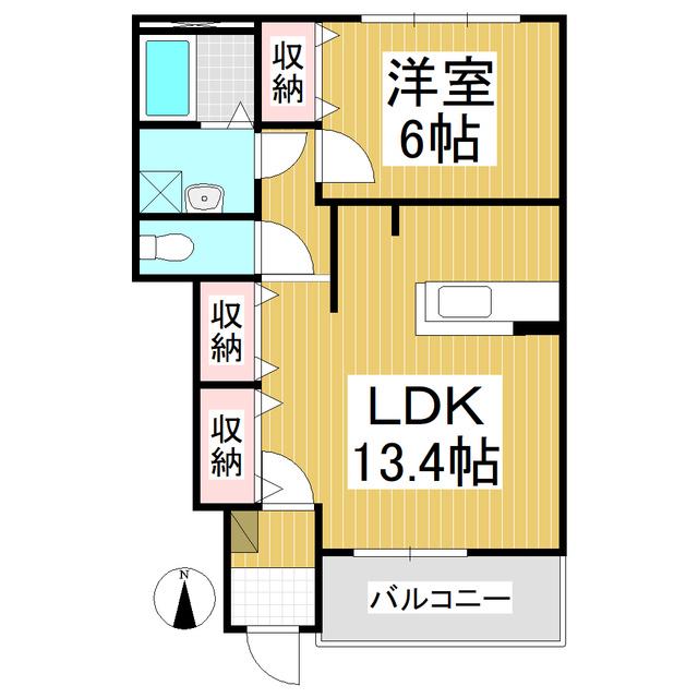 ディアハイムK(1LDK/1階)の間取り写真