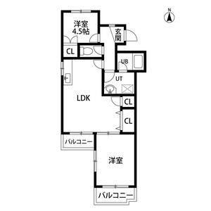 スカイベル(2LDK/3階)の間取り写真