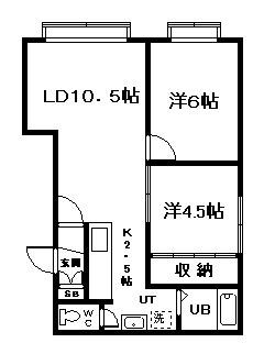 アビタシオン I (2LDK/1階)の間取り写真