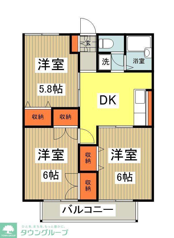 グリーンパーク(3DK/2階)の間取り写真