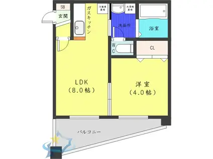 シティテラス南5条(1LDK/4階)の間取り写真
