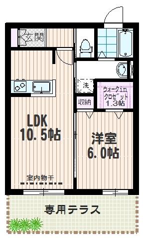 YSフラット(1LDK/1階)の間取り写真