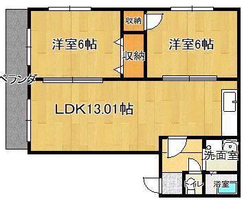 グリフォンガーデン池尻(2LDK/2階)の間取り写真