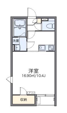 TヴィルヌーブIV(ワンルーム/2階)の間取り写真