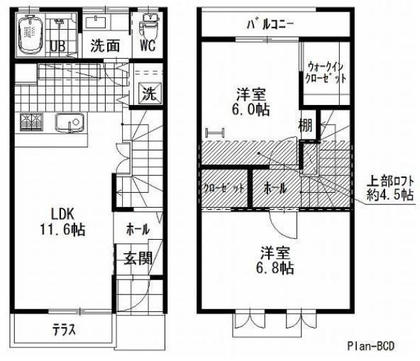 さくらフォレスト駅家(2LDK/1階)の間取り写真