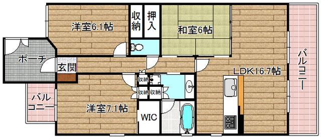 レイセニット高槻グラン・ヴェルジュ(3LDK/4階)の間取り写真